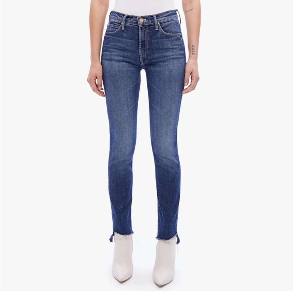 EUC MOTHER Size 27 • Mid Rise Dazzler Ankle Step Fray Jeans On The Edge Denim.